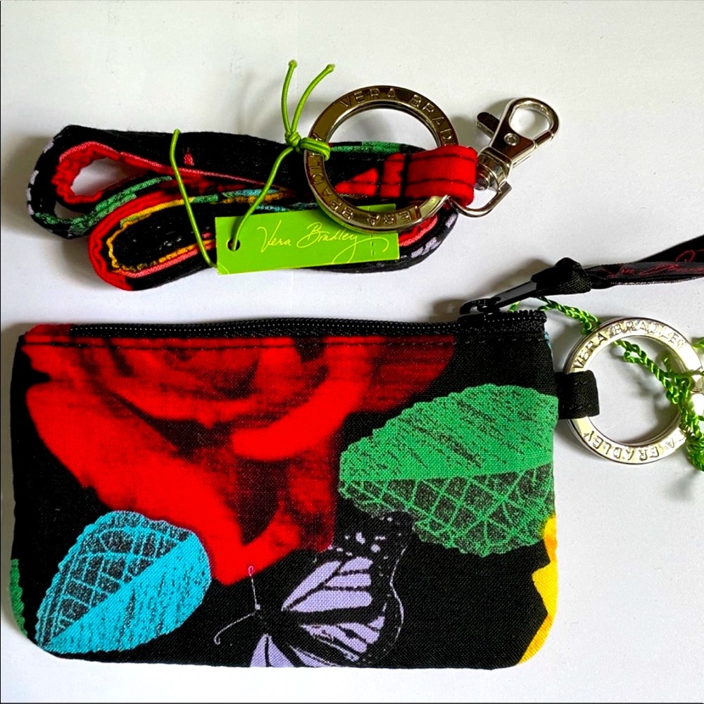 Vera Bradley zip id and lanyard Havana rose combo